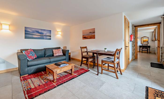 The open plan kitchen-lounge-dining space
